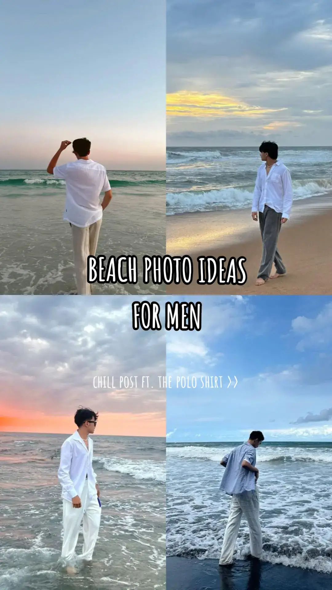 Check these beach pose and photo ideas for men that you should try 🩶🩵 #photoideasformen #poseideasformen #beachphotoideas #beachphotography #beachphotoformen #beachposes #summervibes #beachposesfornonphotgenic #trending #fypage #fyp 