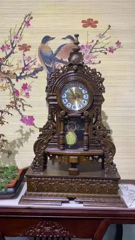 Đồng hồ quả lắc gỗ mun đuôi công #dongho #donghoqualac 