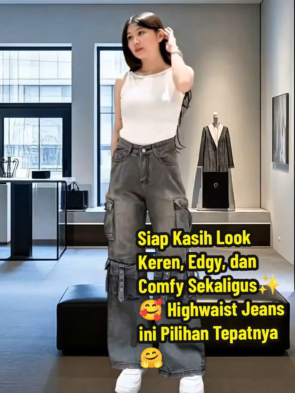 Bosan jeans biasa-biasa aja?🤗 Saatnya upgrade style kamu! Cargo Fuji Jeans siap kasih look keren, edgy, dan comfy sekaligus. Highwaist, banyak kantong, super stylish!😍🌟 Jangan sampai kehabisan, klik keranjang kuning checkout sekarang dan tampil beda dioutfitmu✨🥰. #CargoJeans #OOTDkeren #StreetStyle #JeansKeren #LuxeDLabel #demienstory #fyp 