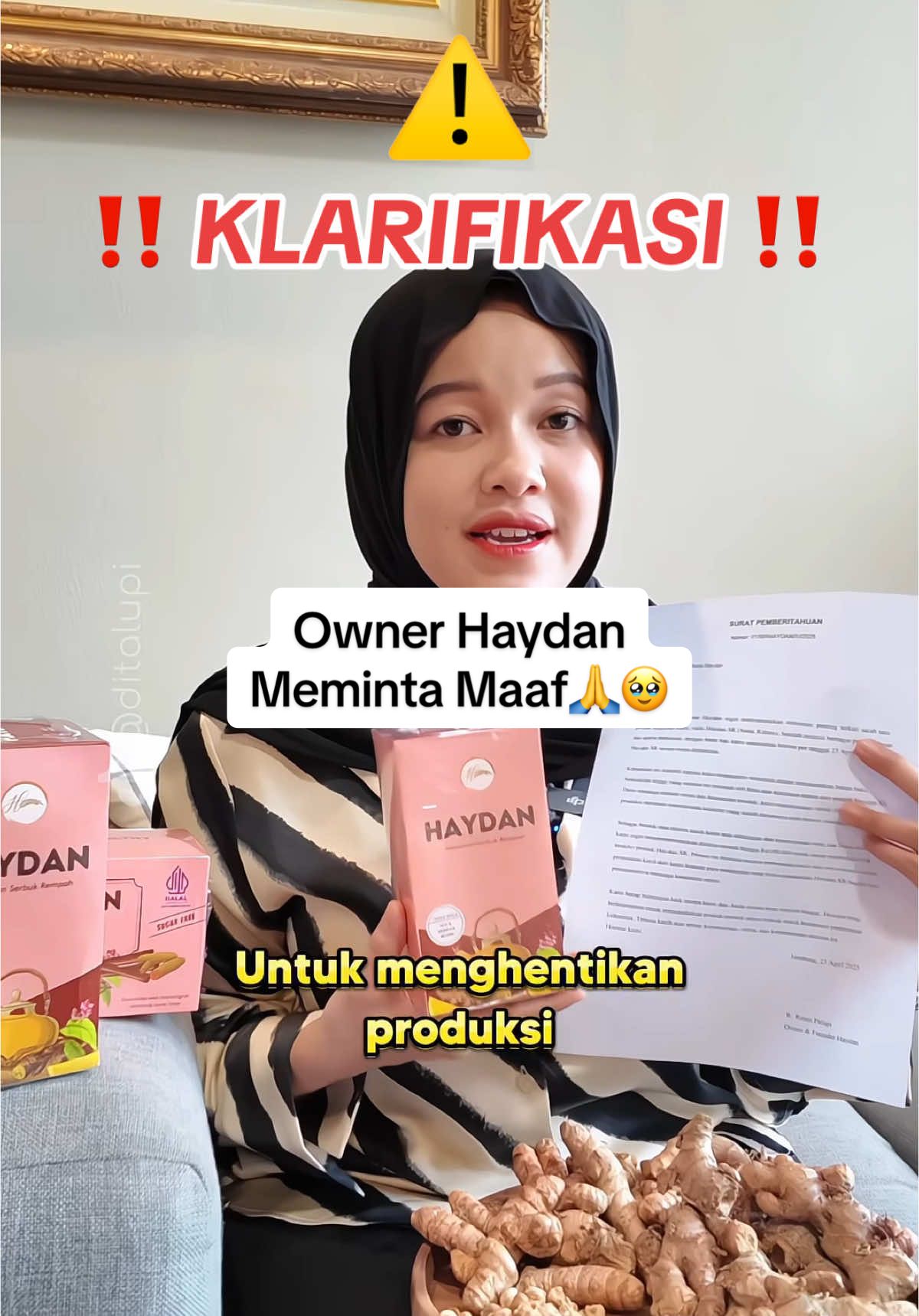 Sebenernya berat bangetttt beebb buat sampein ini 😭😭😭 Tapi kita gak punya pilihan lagi😭😭😭  Buat yang belum kebagian ataupun yang ketagihan bisa join live aku ya buat abisin sisa stok yang ada⁉️🥹 Seluruh tim Haydan mengucapkan banyak terima kasih kepada semua korban korban yang selalu support selama ini💖💖💖 #haydan ##klarifikasi #stopproduksi #stokterakhir #kesehatanwanita #fypシ #fyp 