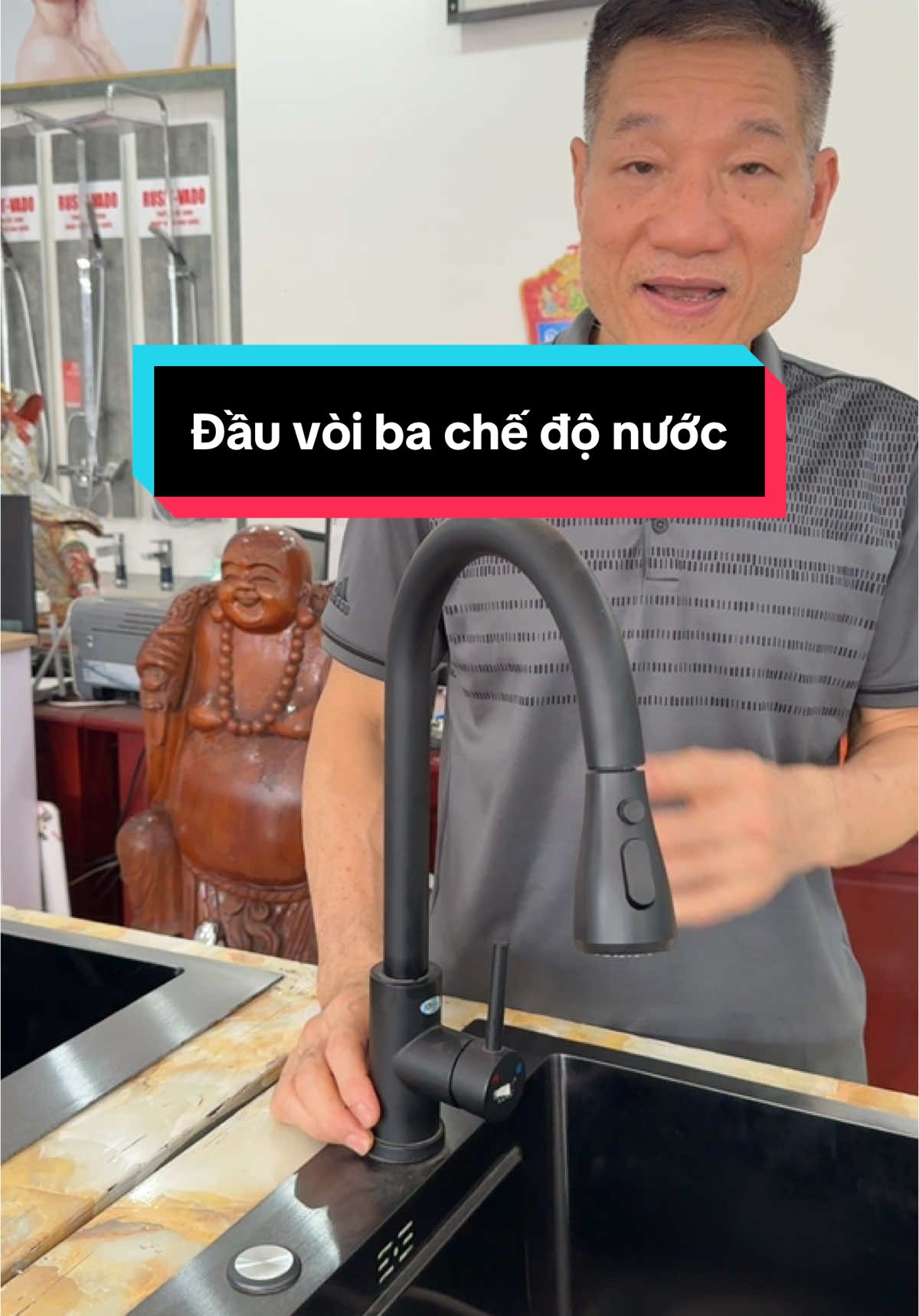 Vòi rửa chén nóng lạnh Inox 304 dây rút sơn tĩnh điện #dauvoi3chedonuoc #thinhhanh 