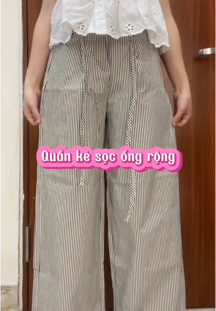 Quần sọc ống rộng #fashion #thoitrangnu #quankesoc #oldschool 