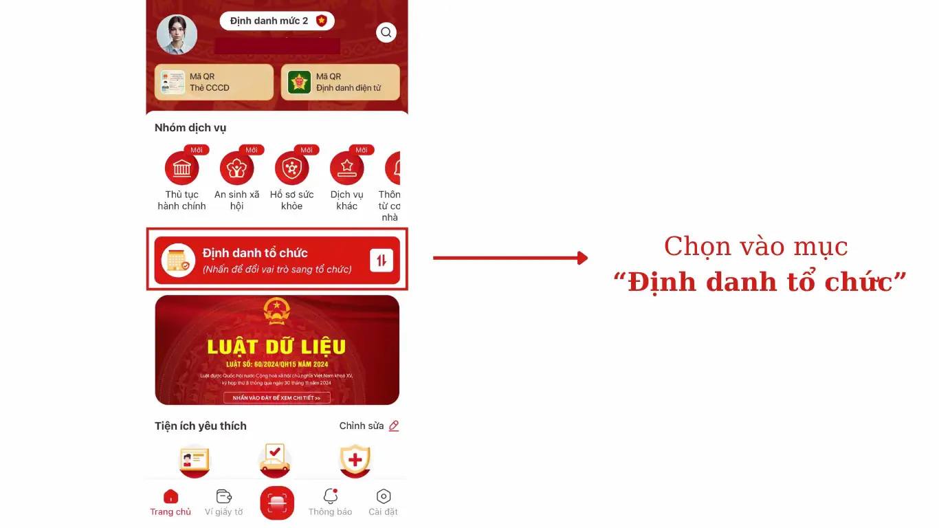 HƯỚNG DẪN ĐỊNH DANH ĐIỆN TỬ CHO DOANH NGHIỆP TRÊN VNIED (Thời hạn trước 01/07/2025) Bước 1: Người đại diện theo pháp luật/ người đứng đầu cơ quan, tổ chức, hoặc người được người đại diện theo pháp luật, người đứng đầu ủy quyền thực hiện đăng nhập tài khoản định danh điện tử mức 2 trên ứng dụng VNeID => Chọn Định danh tổ chức. Bước 2: Tại màn hình Đổi tài khoản => Chọn Đăng ký định danh tổ chức Bước 3: Xác thực passcode hoặc xác thực bằng vân tay/khuôn mặt. Bước 4: Chọn loại đăng ký định danh tổ chức. Bước 5: Nhập thông tin tổ chức. Bước 6: Xác thực passcode hoặc xác thực bằng vân tay/khuôn mặt. Bước 7: Tạo yêu cầu đăng ký thành công, xem lại yêu cầu. LƯU Ý: - Mục chụp ảnh/tải ảnh Đăng ký kinh doanh của Doanh nghiệp, nếu chụp trực tiếp mà tệp file nặng, ACE chụp lại và gửi qua zalo cho ai đó, xong tải ảnh đã gửi đó về đề giảm dung lượng, rồi tải lại ảnh đó lên mục yêu cầu hình ảnh DKKD là được nha. - Nếu XÁC THỰC KHÔNG THÀNH CÔNG nhiều lần => các bạn cầm giấy phép ĐKKD lên công an để họ hỗ trợ thực hiện nhé.