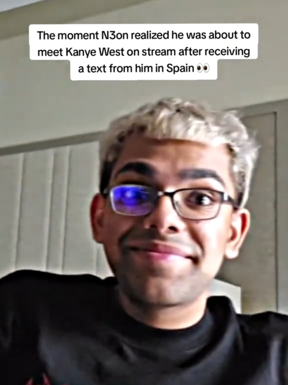 The moment N3on realized he was about to meet Kanye West on stream after receiving a text from him in Spain 👀 #n3on #kanyewest #fyp 