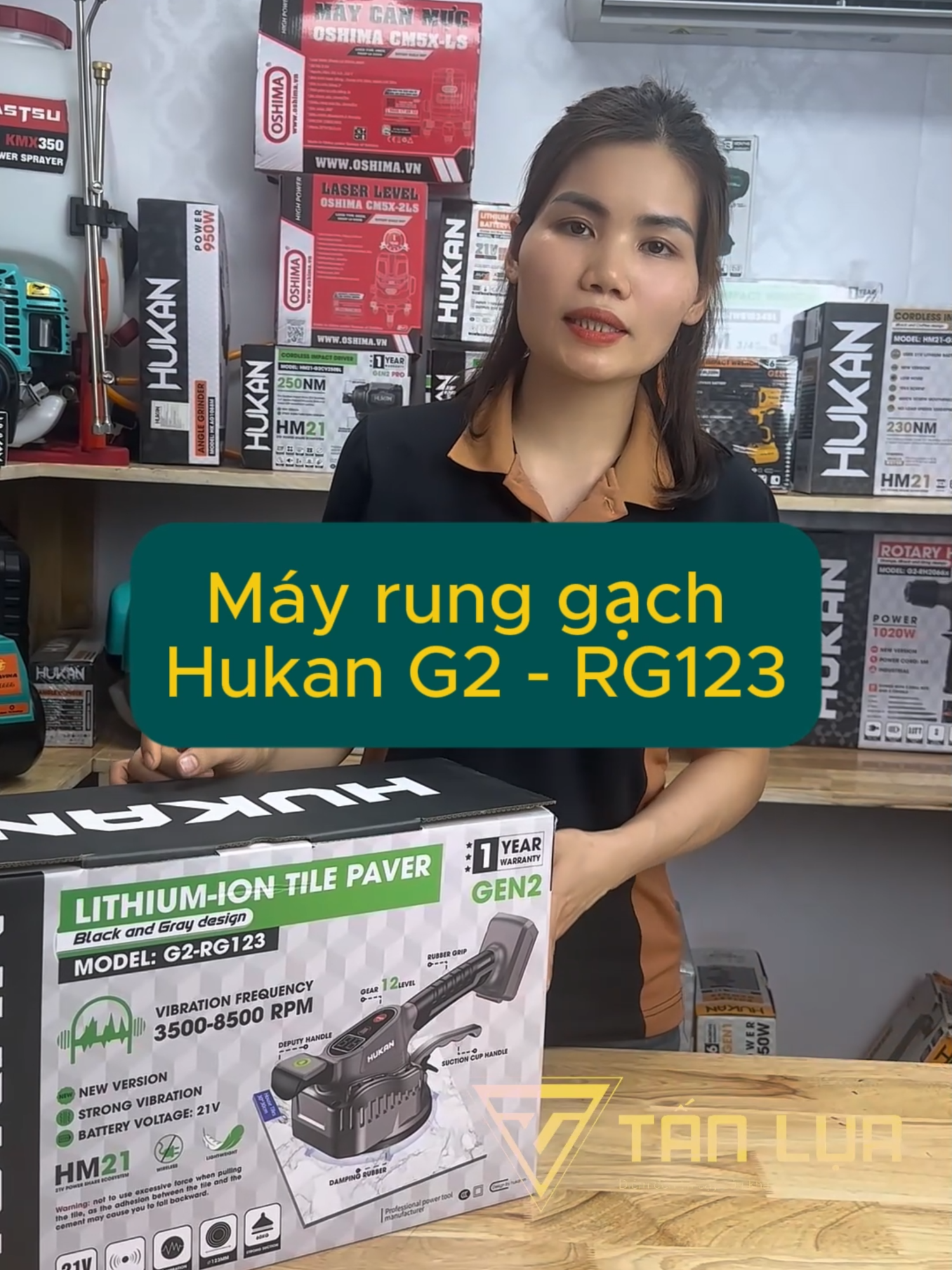 Máy rung gạch Hukan RG123 #mayxaydung #hukan #tanlua #taluvina #xuhuong