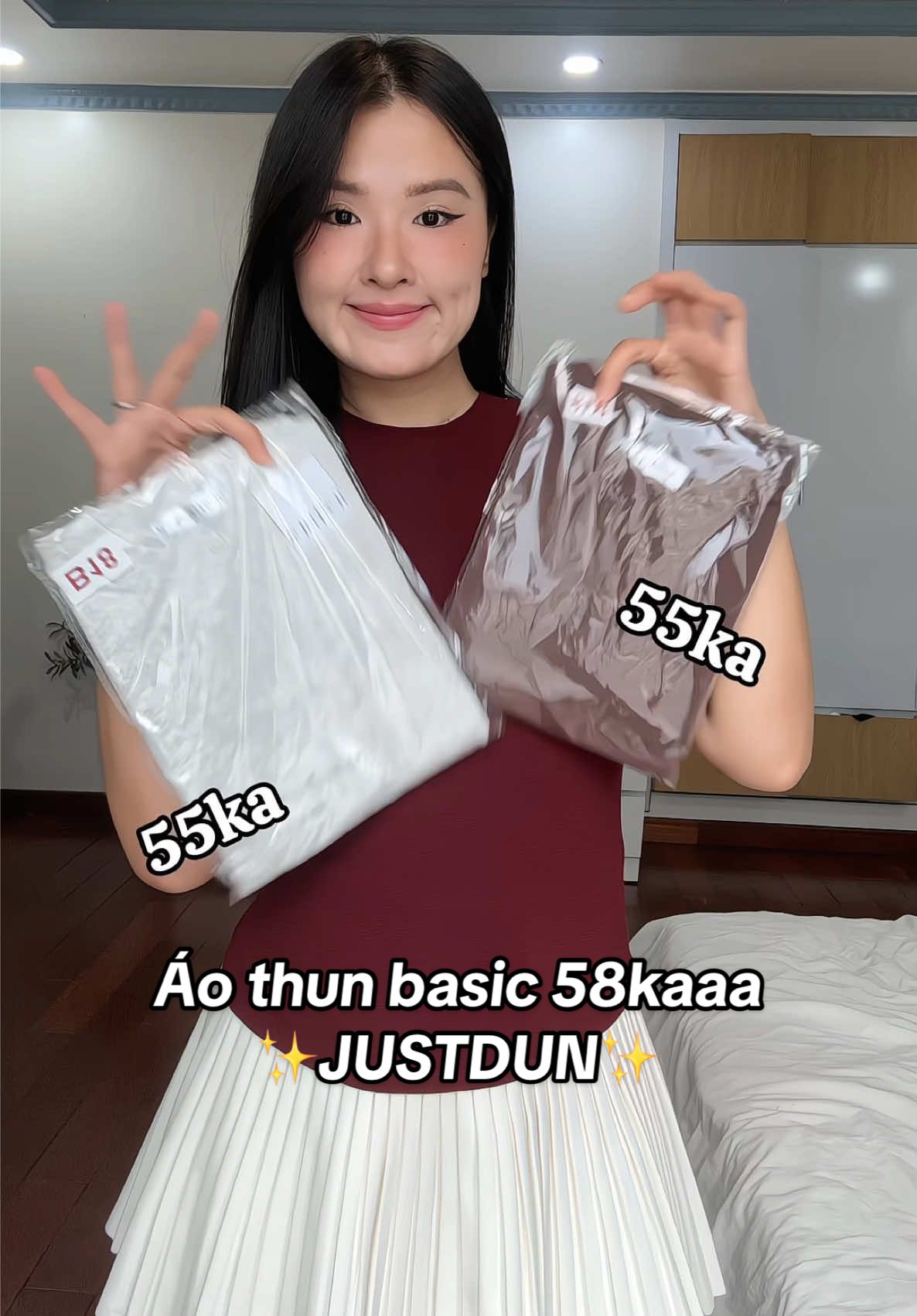 Áo thun basic 55ka mà form hack eo tôn dáng lắm✨💯 #aothun #outfit #justdun #mixandmatch #aothunnu 