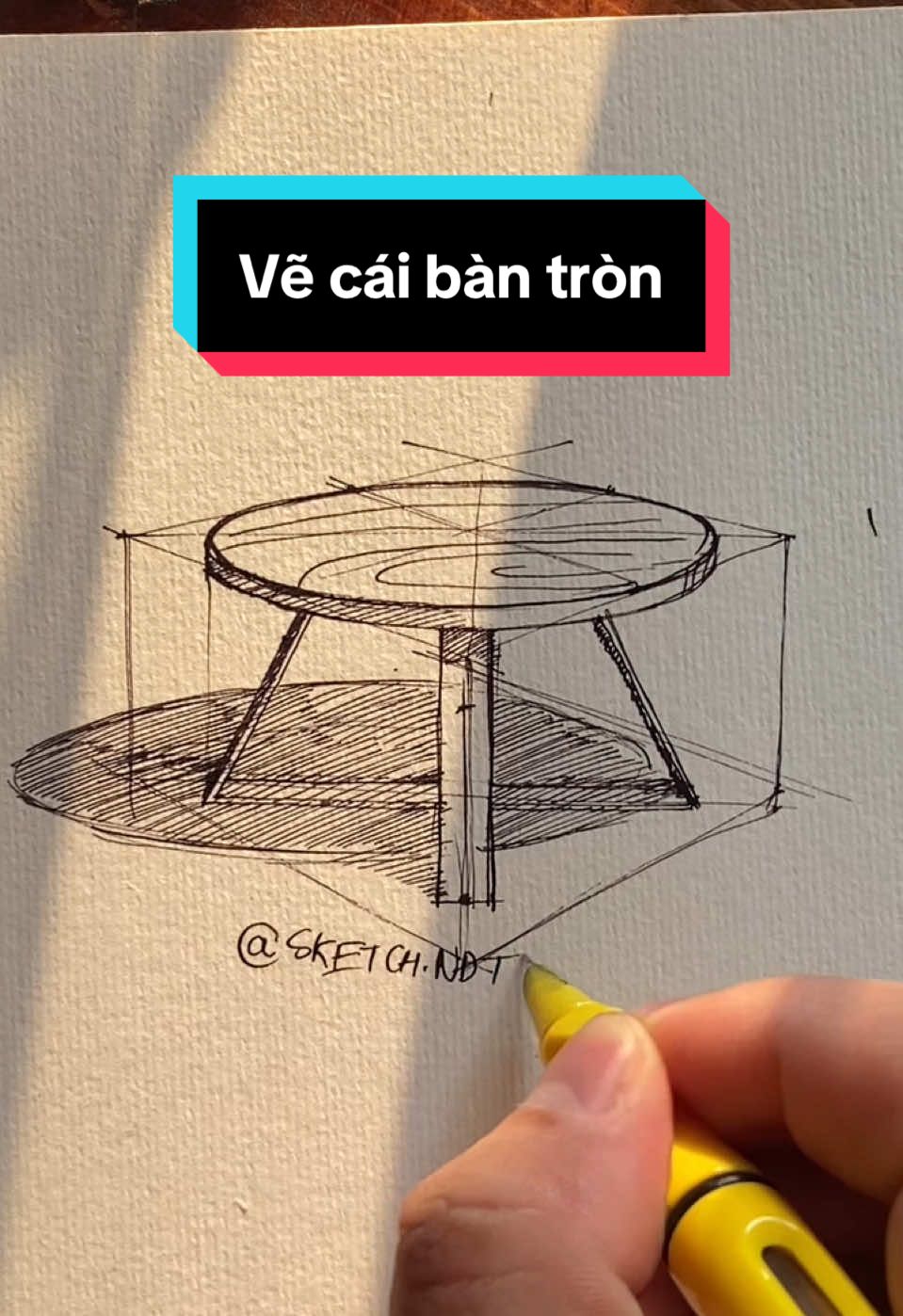 Cách vẽ cái bàn tròn #sketch #architecture #achitecturedesign #sketchndt #art 