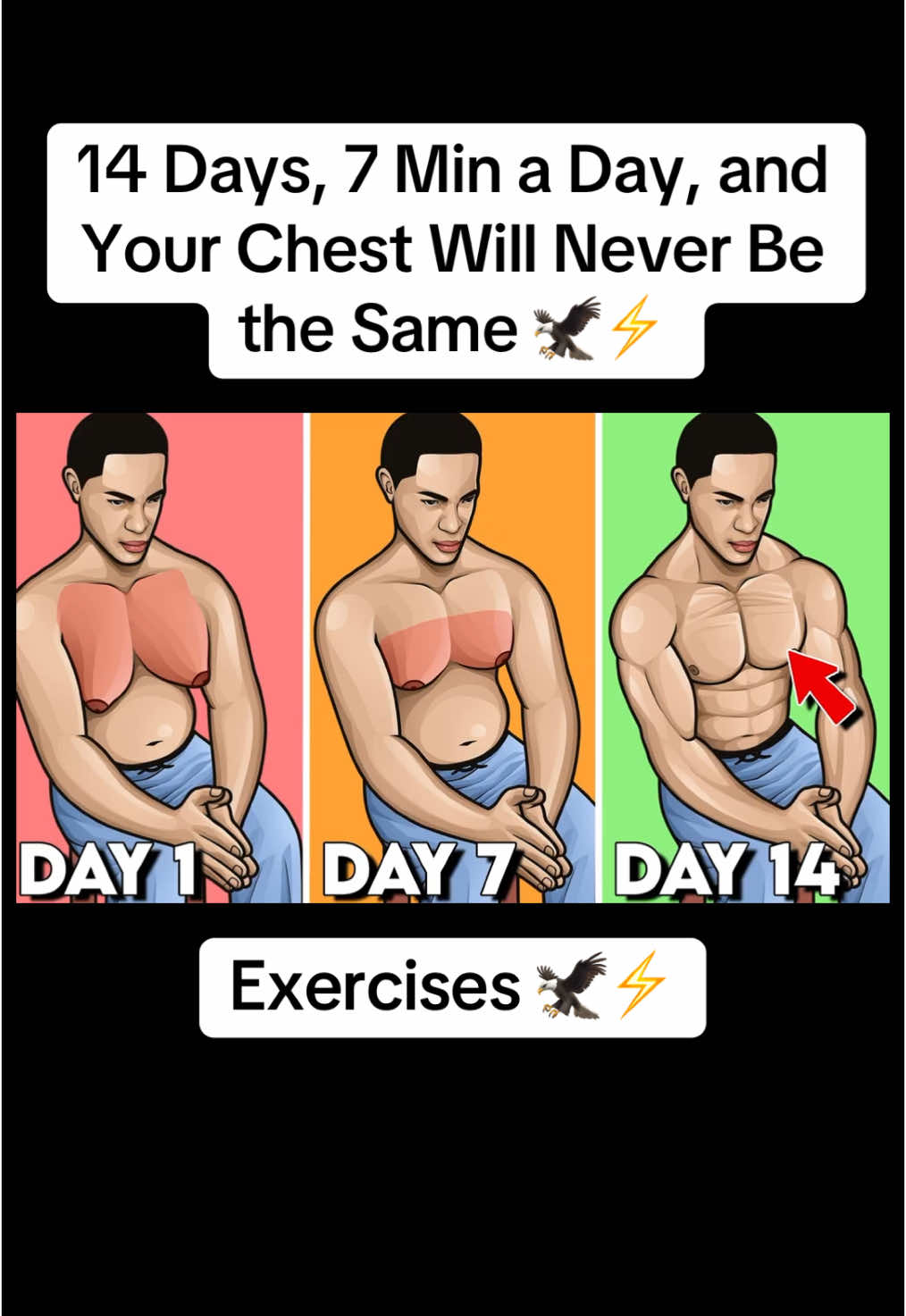 14 Days, 7 Min a Day, and Your Chest Will Never Be the Same. 🦅⚡️ #chest #workout #chestworkout #chestexercise #Fitness #muscle #musculation 