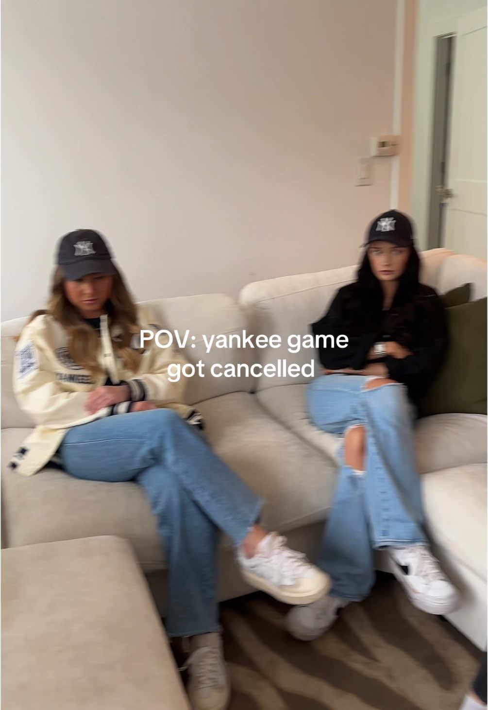 we have the outfits, vibes, and tickets…just no game #yankees #cancelled #game 