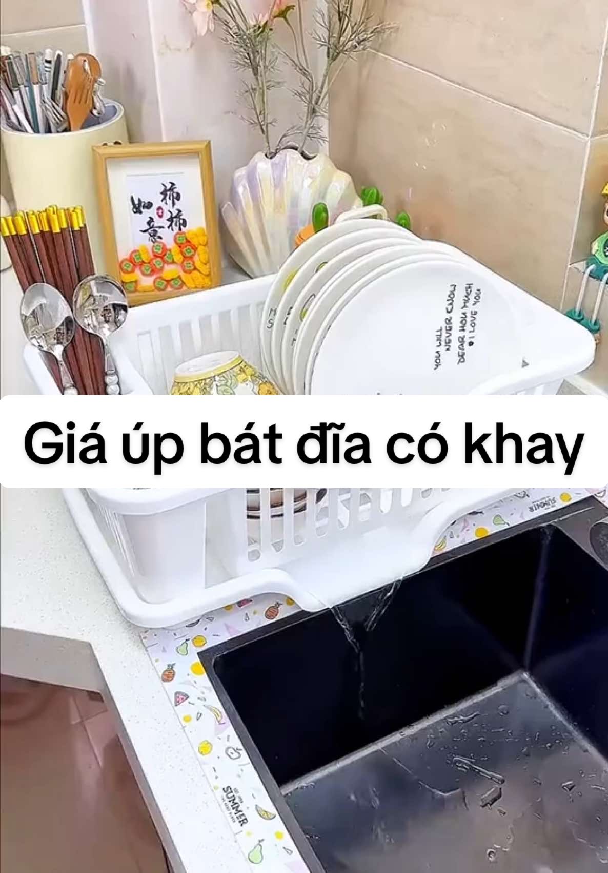 Giá úp bát đĩa có khay hứng nước nhựa abs tiện ích, màu trắng sang trọng, chất liệu bền bỉ theo thời gian #giaupbatdia #giaupbatdiacokhayhungnuoc #giadungthongminh #flypシ #xh 