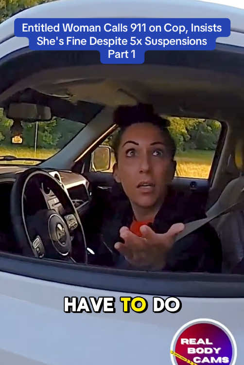 Entitled Woman Calls 911 on Cop, Insists She's Fine Despite 5x Suspensions part 1 #cop #cop #policeoffice 