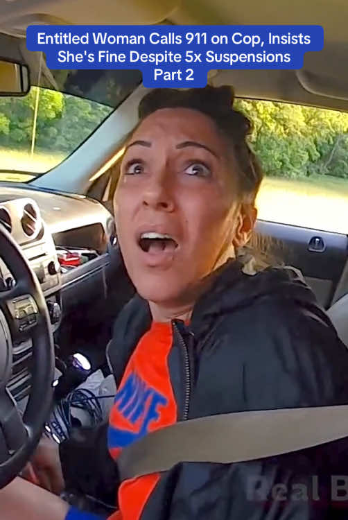 Entitled Woman Calls 911 on Cop, Insists She's Fine Despite 5x Suspensions part 2 #cop #policeoffice #police 