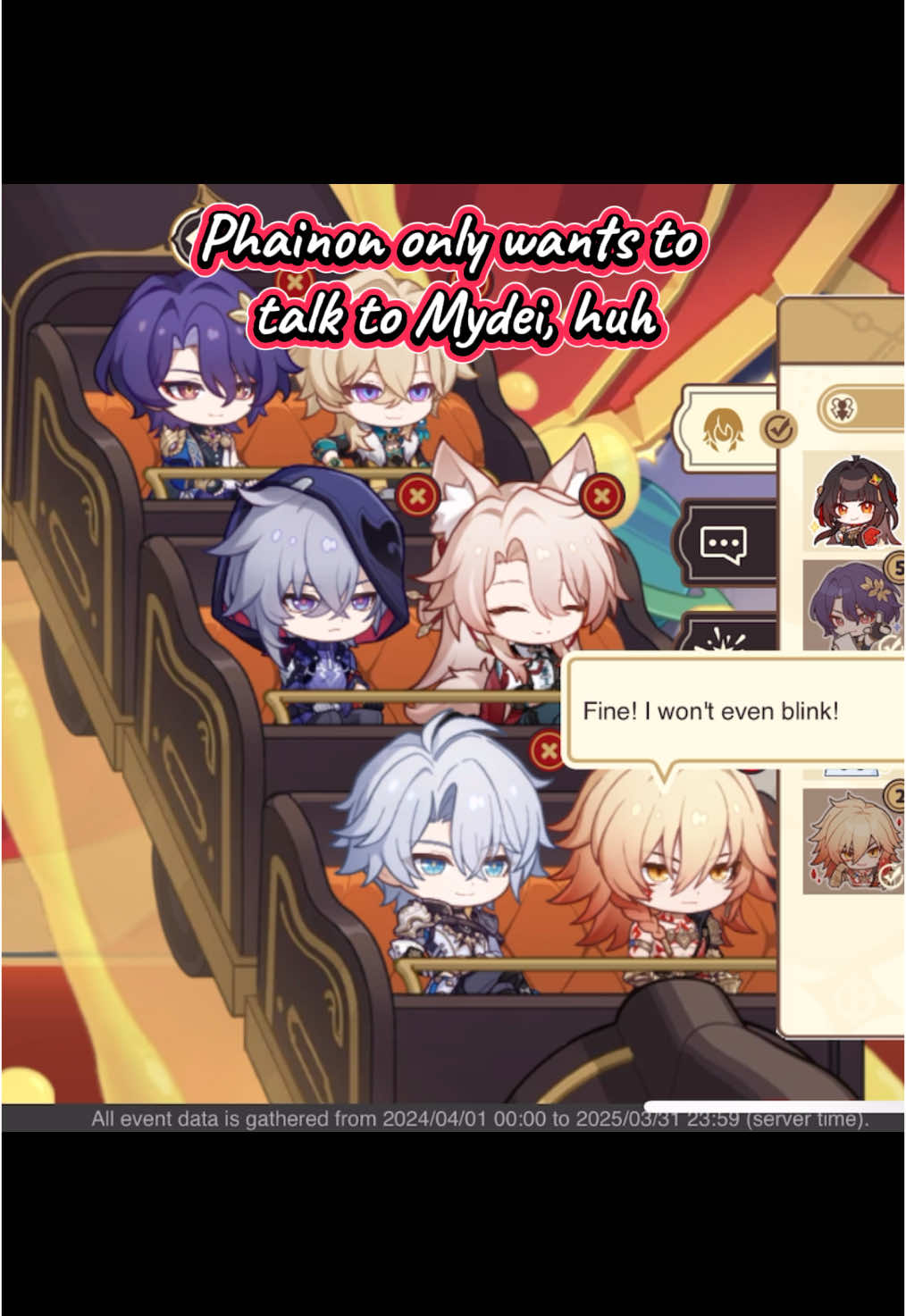 This ride is couples only #HonkaiStarRail #honkai #hsr #phainon #mydei #moze #jiaoqiu #drratio #aventurine #fyp 