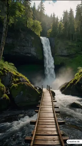 Pemandangan Air Terjun Ini Dibuat dengan AI 🌊✨ Keren Banget! #AIGenerated #PemandanganIndah #FYP