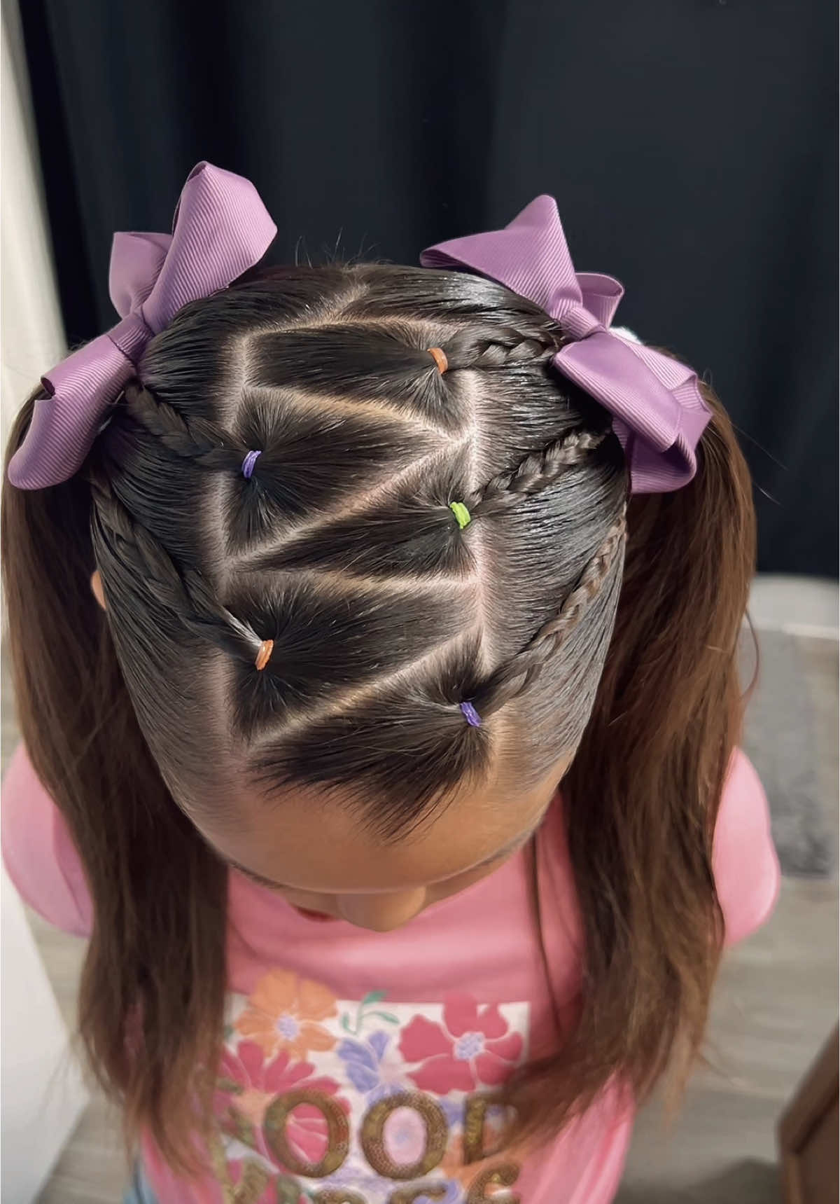 Beautiful hairstyle for this heat 🥰 #fyp #lilahshairstyle #parati #ponytailhairstyle #bows #braids #colorfulhair #hairtutorial #girls #pink #princess 