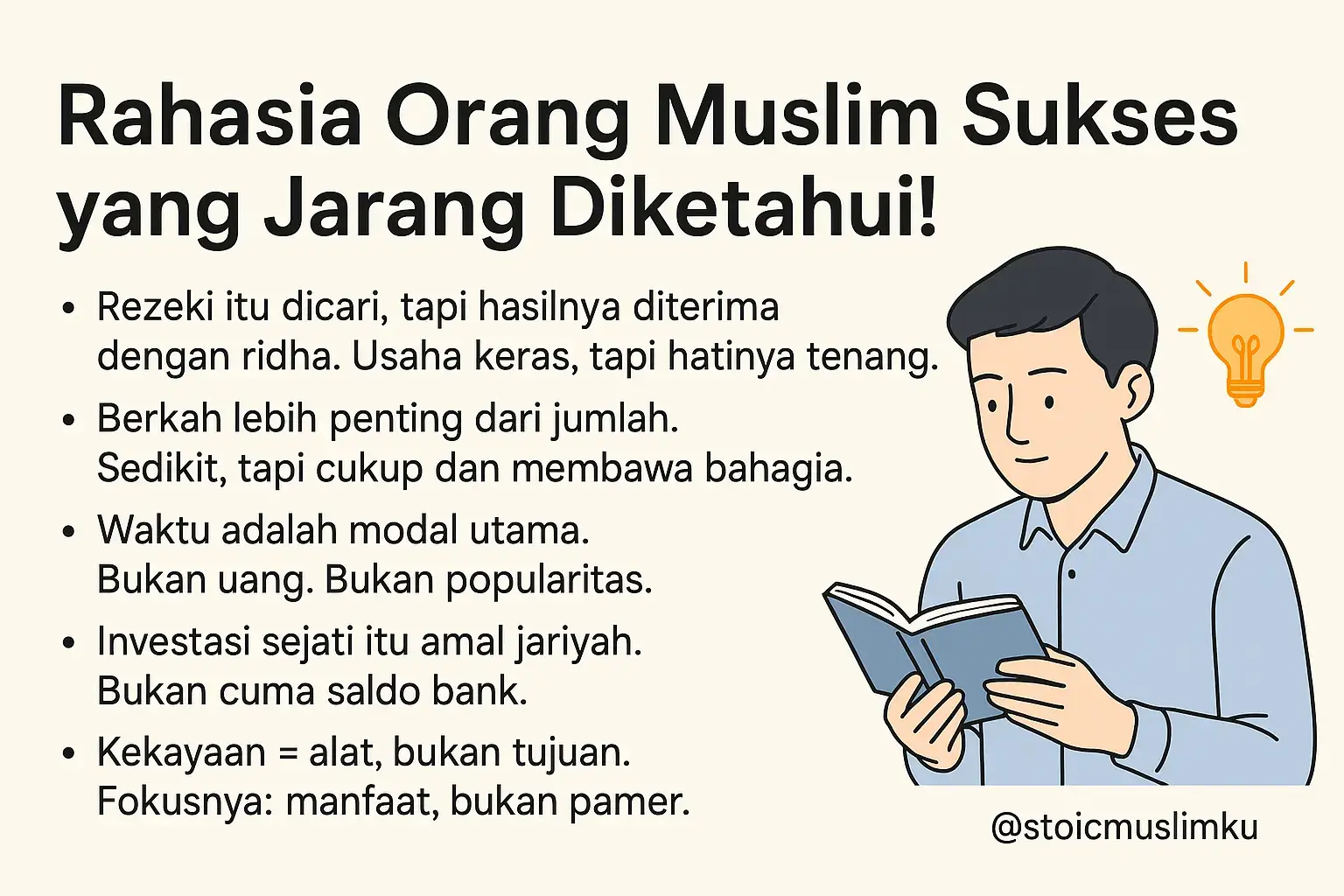 Banyak orang kejar sukses, tapi lupa pondasinya. Dalam Islam, sukses itu bukan cuma tentang dunia... tapi tentang keberkahan, manfaat, dan ridha Allah. Inilah rahasia yang jarang dibahas, tapi dipahami oleh Muslim-Muslim yang benar-benar sukses. Sudah siap upgrade cara berpikirmu? Tulis Bismillah di komentar kalau kamu mau jadi bagian dari orang sukses yang hakiki! #MuslimSukses #RahasiaSukses #IslamicMindset #RezekiBerkah #SuksesDuniaAkhirat #BelajarIslam #SelfImprovement #Hijrah #ProduktifMuslim #BerkahHidup #IslamicMotivation #MindsetMuslim #RezekiHalal #WaktuAdalahAmanah #AmalJariyah #Tawakal #StoicMuslim #FYP #FYPシ #FYP2025#RahasiaStoicMuslim #IlmuBerkah #UpgradeHidupmu #BelajarBareng #BismillahSukses #SmartMuslimMindset