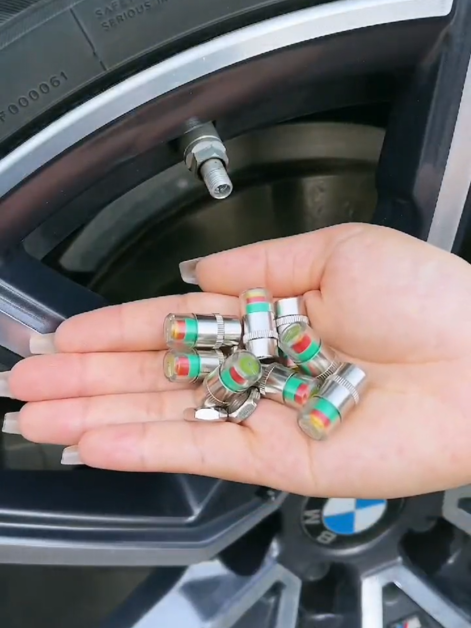 4Pcs Car Tire Valve Caps Pressure Gauge Tire Pressure Monitoring #TirePressureHack  #CarSafetyTips  #3ColorTireAlert  #PreventTireExplosion  # TikTokMadeMeBuylt #SaveGasWithTireCaps  #UniversalTireCap  #CarHacksPhilippines 