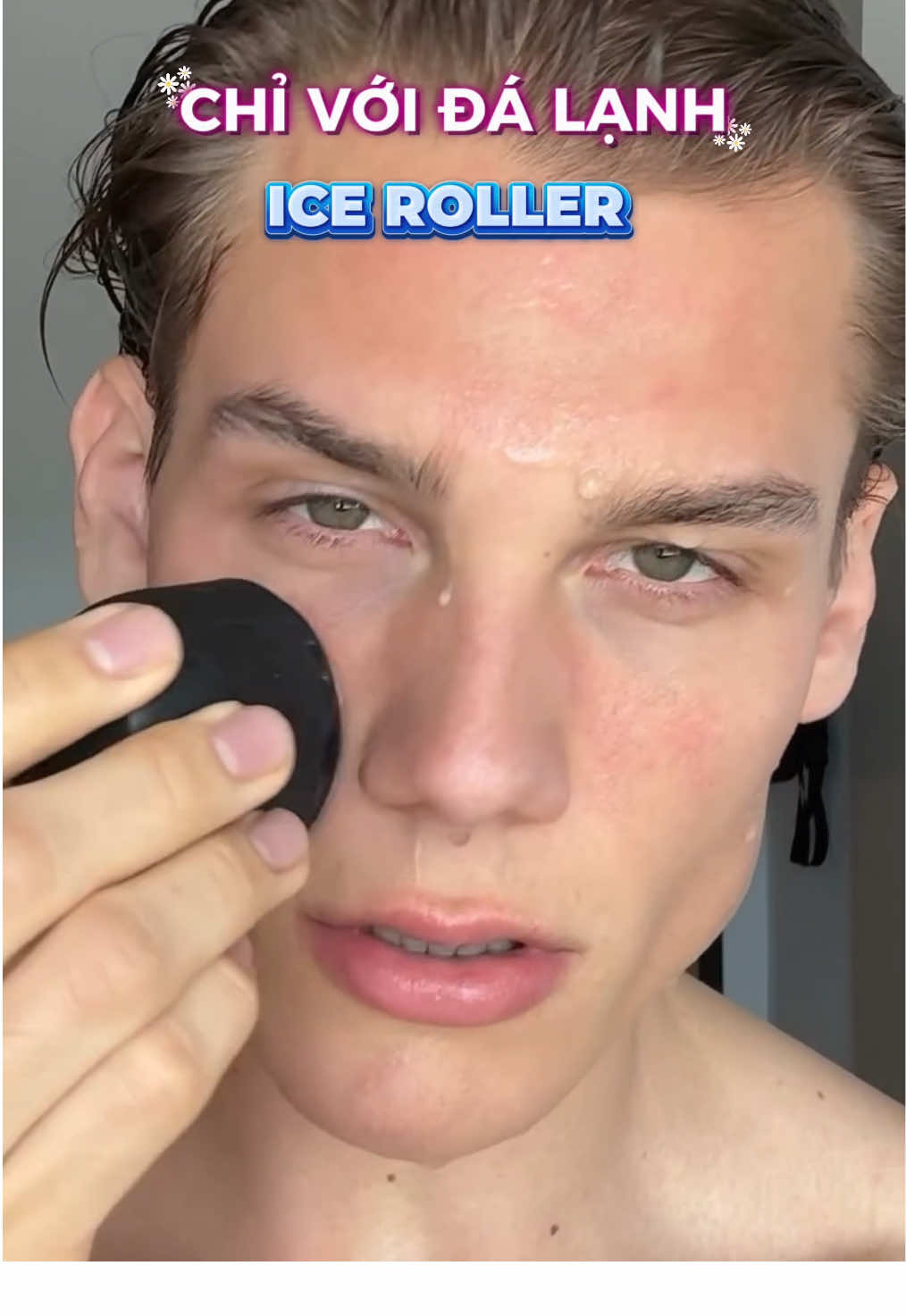 Cách mà đàn ông make bằng đá lạnh 🧊 #icingface #iceroller #beauty #skincare #heyaugust01 