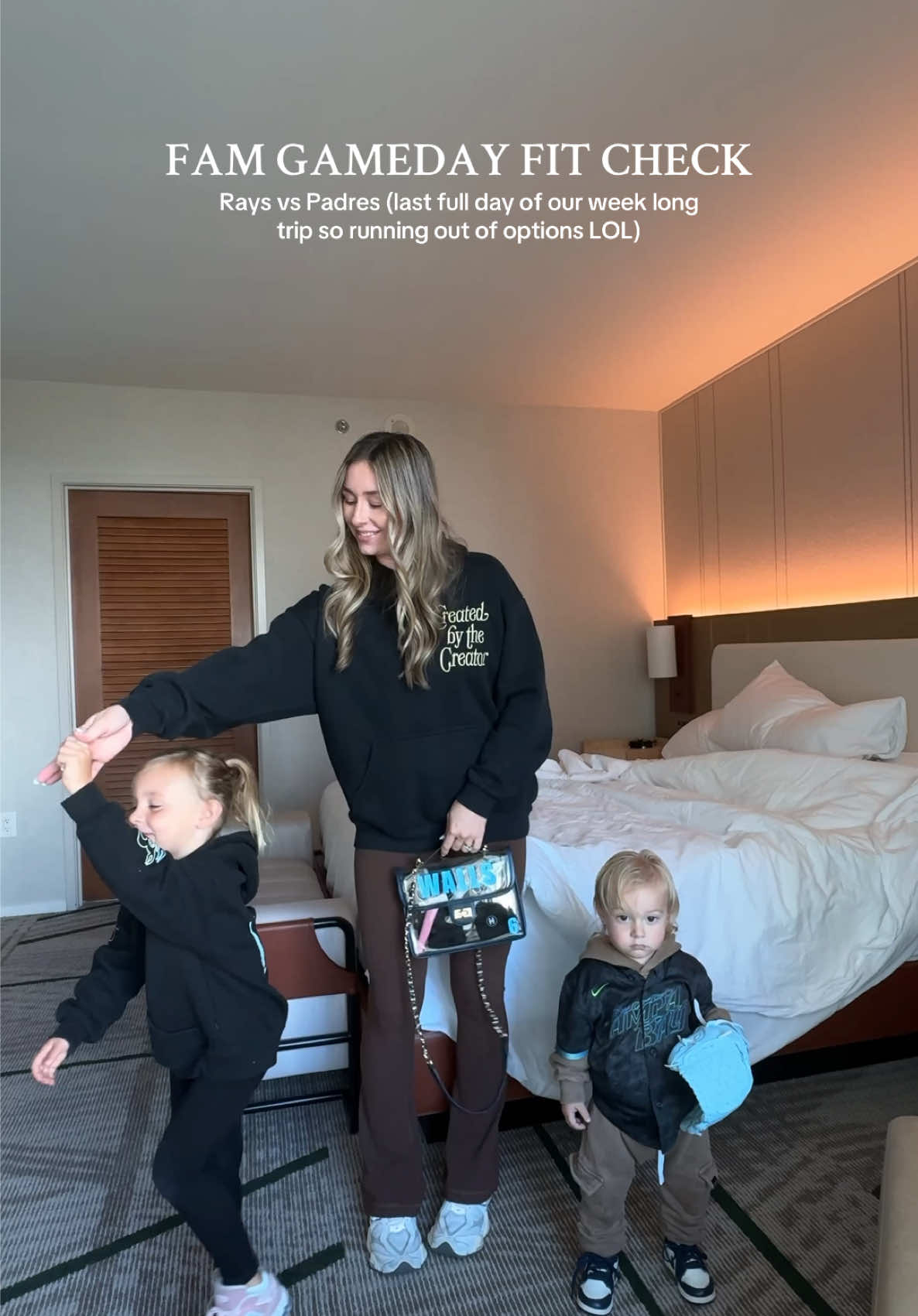 didn’t know how chilly it would be in San Diego so our options were limited 😅 #fitcheck #FamilyFun #momof2 #motherhood #baseballszn #casualoutfits 