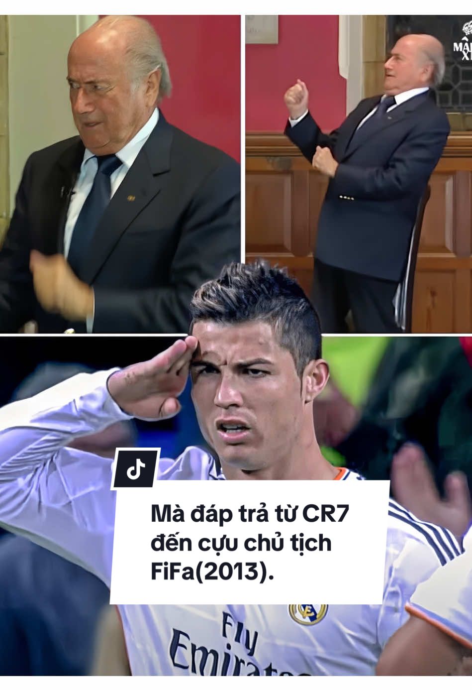 - Ronaldo :   + 🔙🇵🇹 Năm 2013, ông Sepp Blatter khi đó là Chủ tịch FIFA đã công khai chế giễu Cristiano Ronaldo tại Đại học Oxford: 🗣️ 