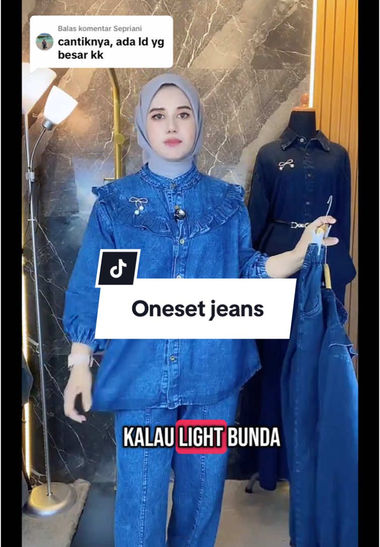 Membalas @Sepriani muat sampai BB 100 kg ya kak say 🥰 #oneset #onesetjeans #onesetjumbo #outfitnongki 
