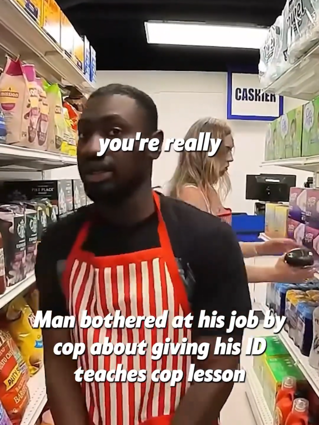 Man bothered at his job by cop about giving his ID 