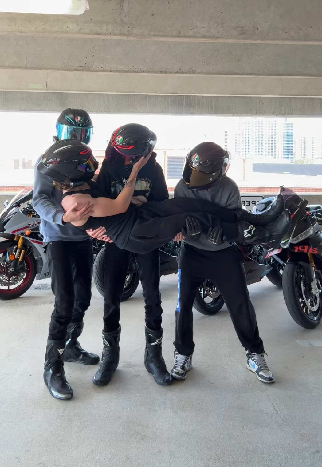 I got 3 biker boys 👀 (@arixmoto ) (@Sh6ai (Shy)) (@gsxr_devin) (@Battz_Moto🏍️) #fyp #trending #BookTok #biketok #dancingmoto 