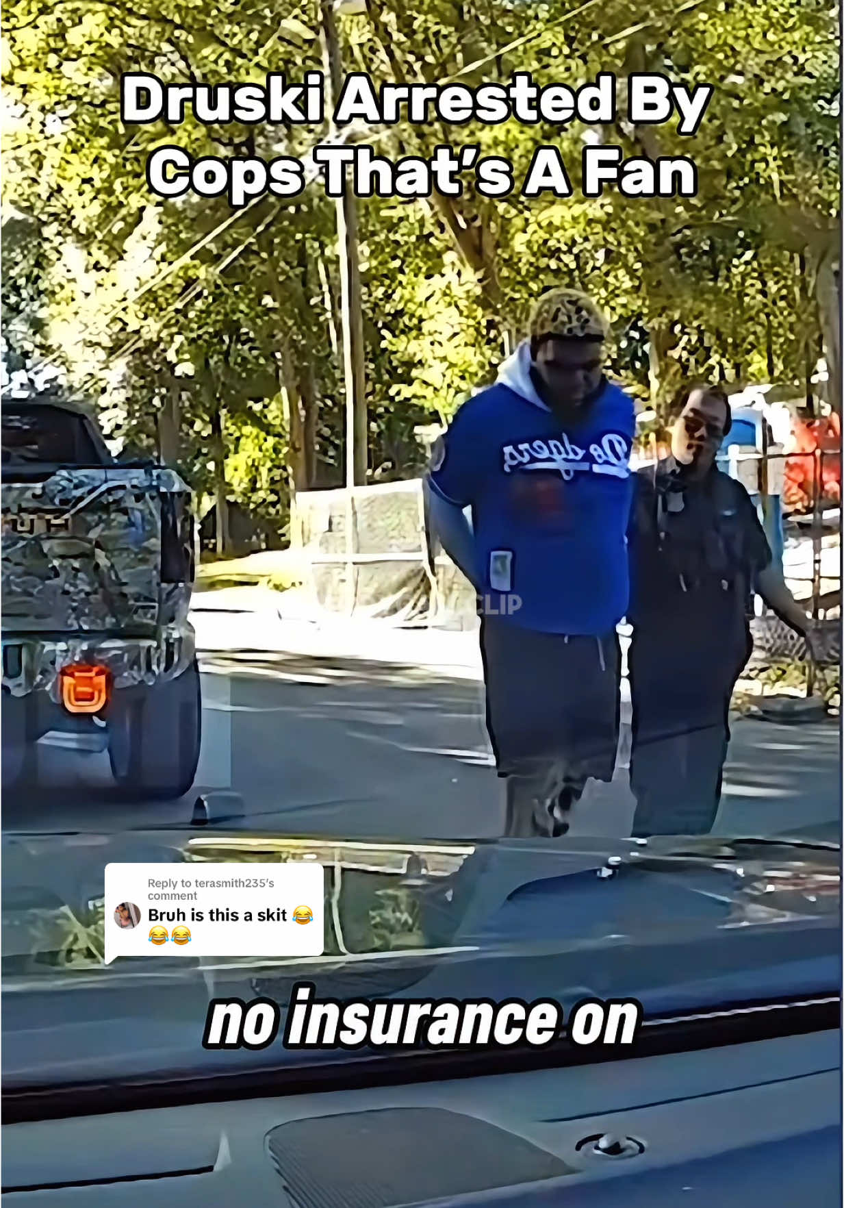 Replying to @terasmith235 The cop calls his supervisor and sergeant after pulling over Druski to let them know that he just stopped a celebrity and was trying to make sure he HAD to arrest him. Do you think the cop was trying to let him go? #bodycamera #druski #fypツ #copcam 