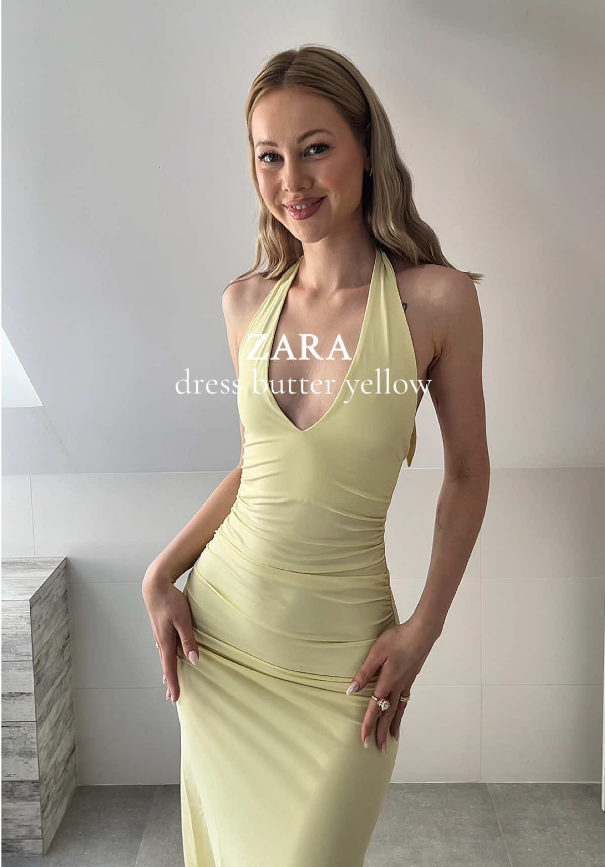 Zara try-on dress butter yellow #zara #tryon #butteryellow 