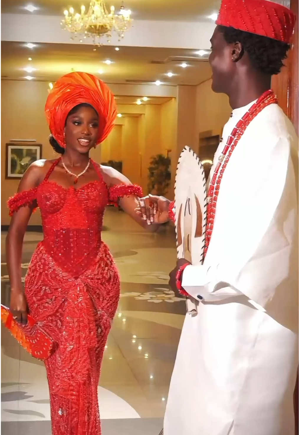 Wealth and riches reflected not just in love but in style too✨   A match made in heaven, styled on earth. Every detail, pure royalty. Styled in royalty by NOTARAH🔥❤️ Makeup: @beautybyziki  Hairstylist: @Styledbylizjerb  Bride & groom accessories: @beadsbyhayolar  #notarah ##igbowedding #nigerianwedding #naijaweddings #igbobrides #tiktoknigeria #goviral #explore #foryoupage #groomgoals #fashiondesigner #weddingdress 