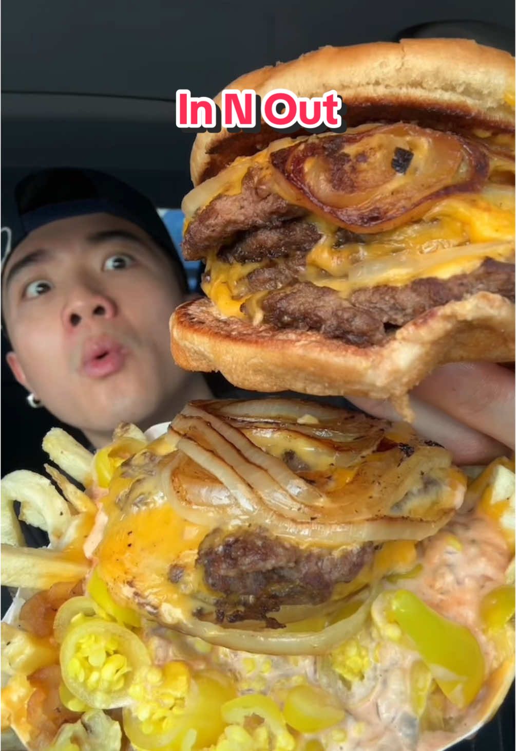 First time trying innout #fypシ゚viral #mukbang #eating #Foodie #foodtiktok #losangeles #asmreating #unitedstates #america #innoutburger #flyingdutchman #animalfries #4x4 