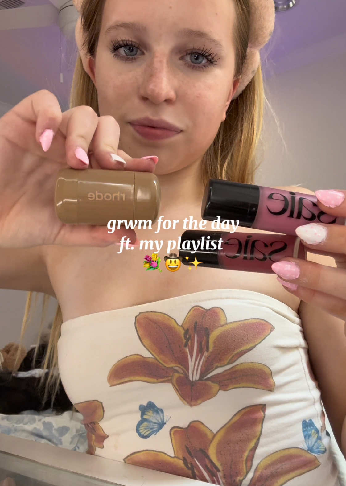 Grwm for the day ft. my playlist 💐🤠✨#grwm #playlist #saiebeauty @Saie 