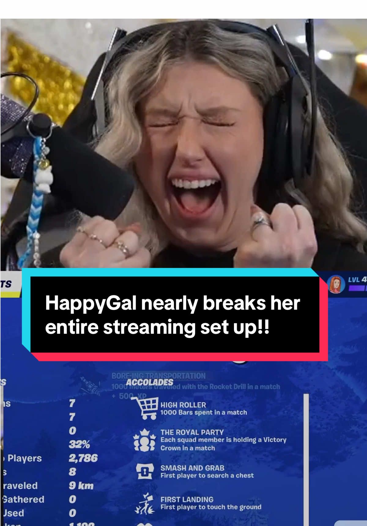 HappyGal nearly breaks her entire streaming set up!! #happygal #happyhappygal #happygalclips #fortnite #fortniteclips #rage #crashout #break #omg #haha 
