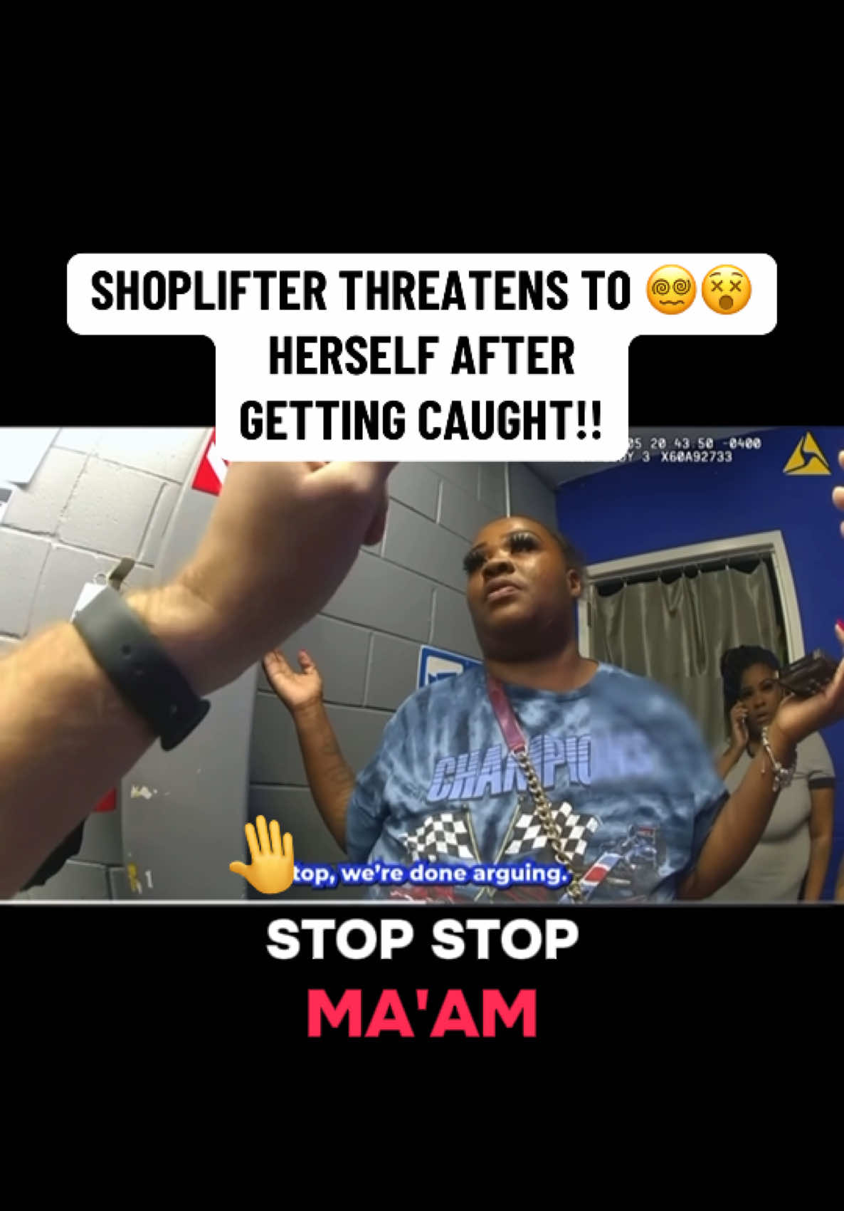 Part 2 | SHOPLIFTER THREATENS TO 😵‍💫😵HERSELF AFTER GETTING CAUGHT!! #cops #copsoftiktok #caughtoncamera #police 