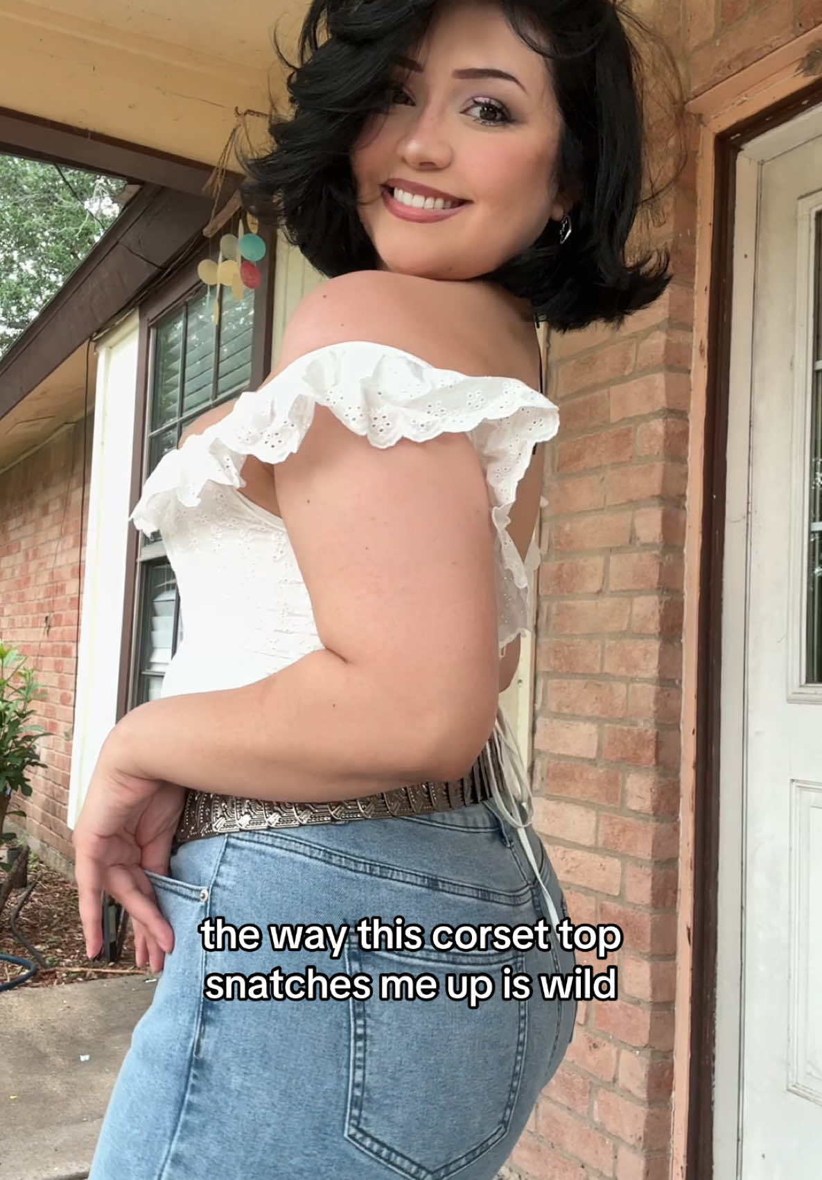 No but seriously I am in LOVE with this top it snatched my whole mom pouch up #style #fashion #corset 