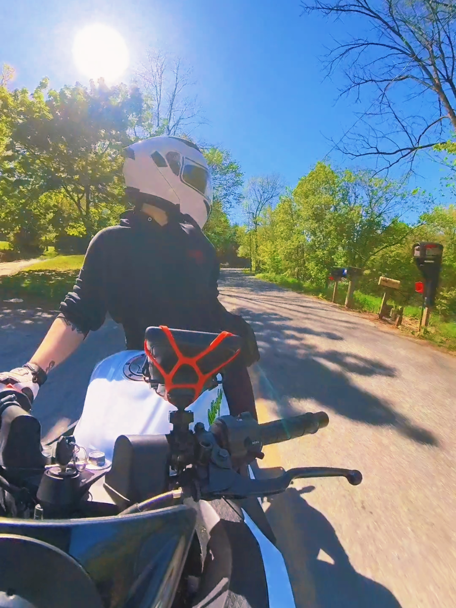 I just want to go play in it. 😅 #lovewater #spring #creek #favoriteroad #girlrider #2wheels #bikelife #fyp #tiktokover30 #1down5up #femalerider #kawaskininja #kawasaki #ninja #insta360 