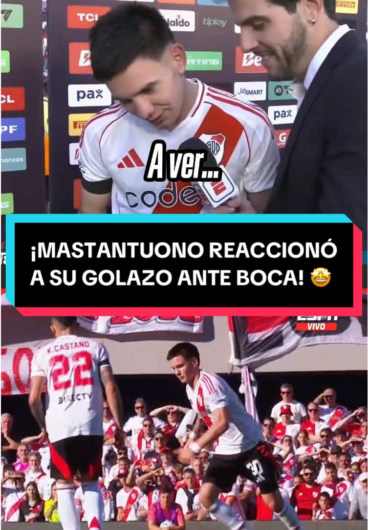 ¿LINDO GOL, NO? 😅 #Mastantuono reaccionó por primera vez a su GOLAZO de tiro libre ante #Boca 🚀⚽️ ▶️ Más 📺 #ESPNFútbol1 en #DisneyPlus #TikTokDeportes #River #Superclasico #futbolargentino