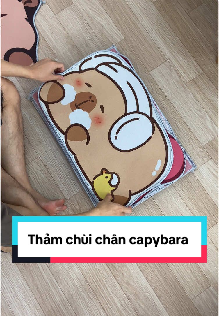 Thảm chùi chân capybara 40x60cm nỉ lì Bali thấm hút nước, đế các hạt cao su chống trơn trượt #trangtrikimhue #hungchieu #thinhhanh #xuhuongtiktok #thamhuttot #chongtrontruot #bali #nỉli 
