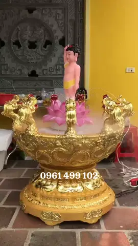 Chậu tắm phật đản sinh cửu long dát vàng #phatdan 