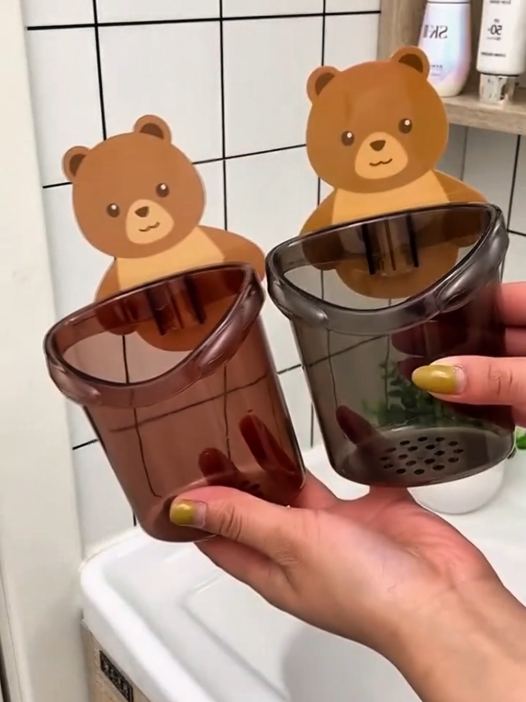 Rak Tempel Tempat Sikat Gigi Serbaguna Kamar Motif Beruang Dipasang di Dinding #raksikatgigi #holdersikatgigi #tempatsikatgigiberuang #holdersikatgigiberuang #fypシ゚ 