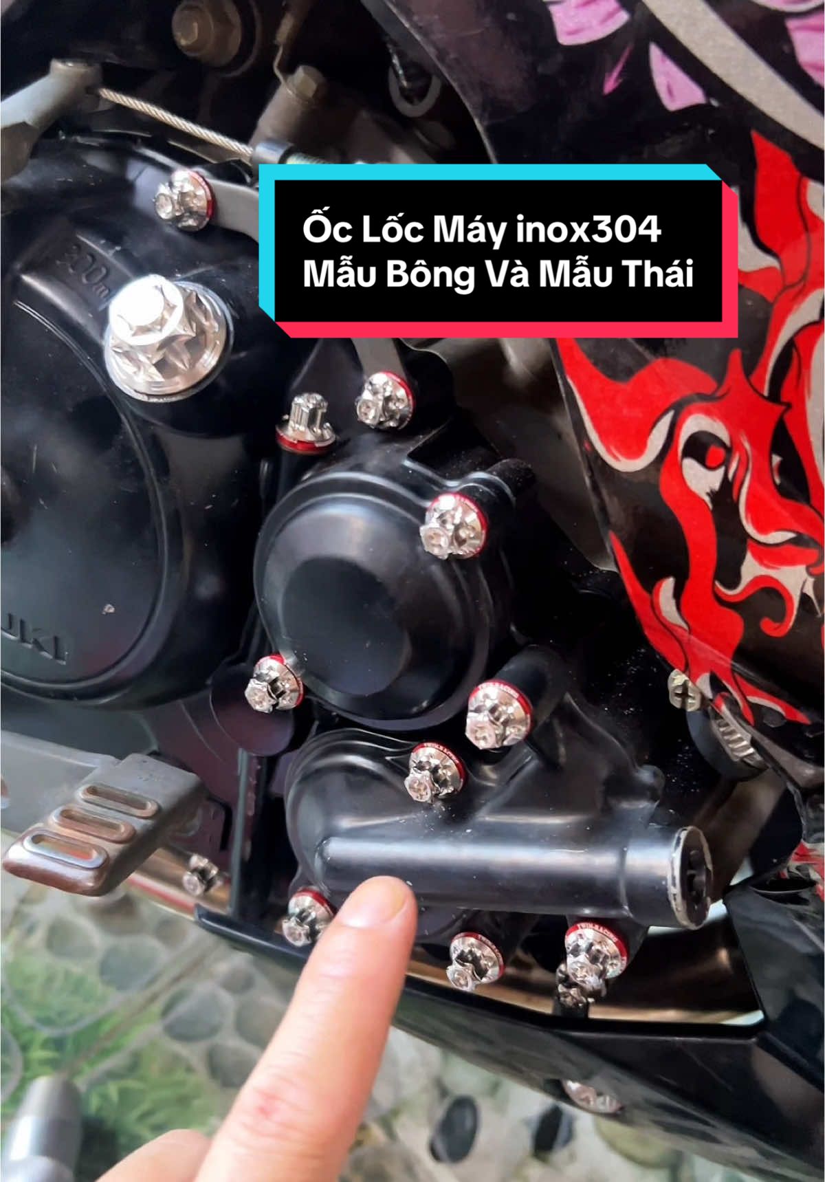 Bộ Ốc Lốc Máy inox304 Mẫu Đầu Bông Và Đầu Thái #Twinracing #titanden #wave125i_ไฟเลี้ยวบังลม #exciter155 #ex150 #click #vario125 #ex2010 #dream100 