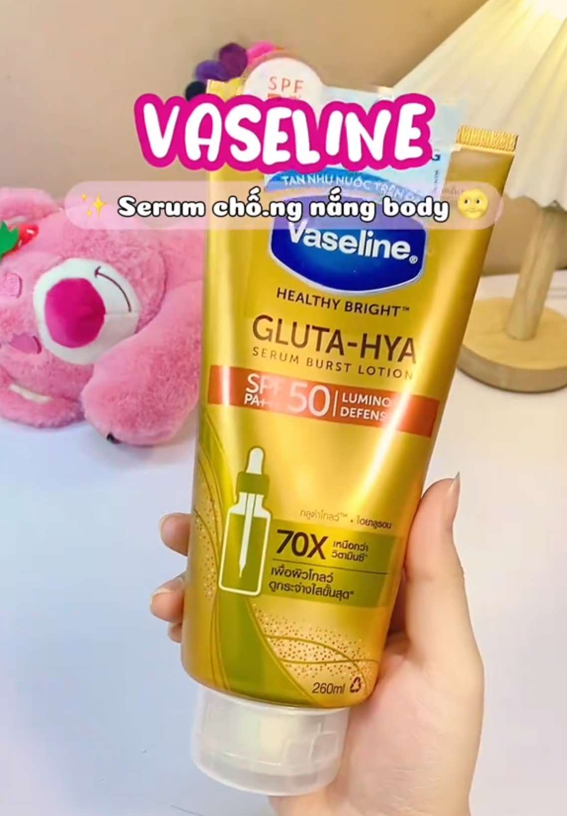 1 em serum chố.ng nắng zá hạt dẻ lại còn chất lượng ☀️✨ #chongnang #duongthebody #vaseline #hoptaccungUnilever #serumchongnang #duongda #duongdabody #review #camelliale7 #xuhuong #viral 
