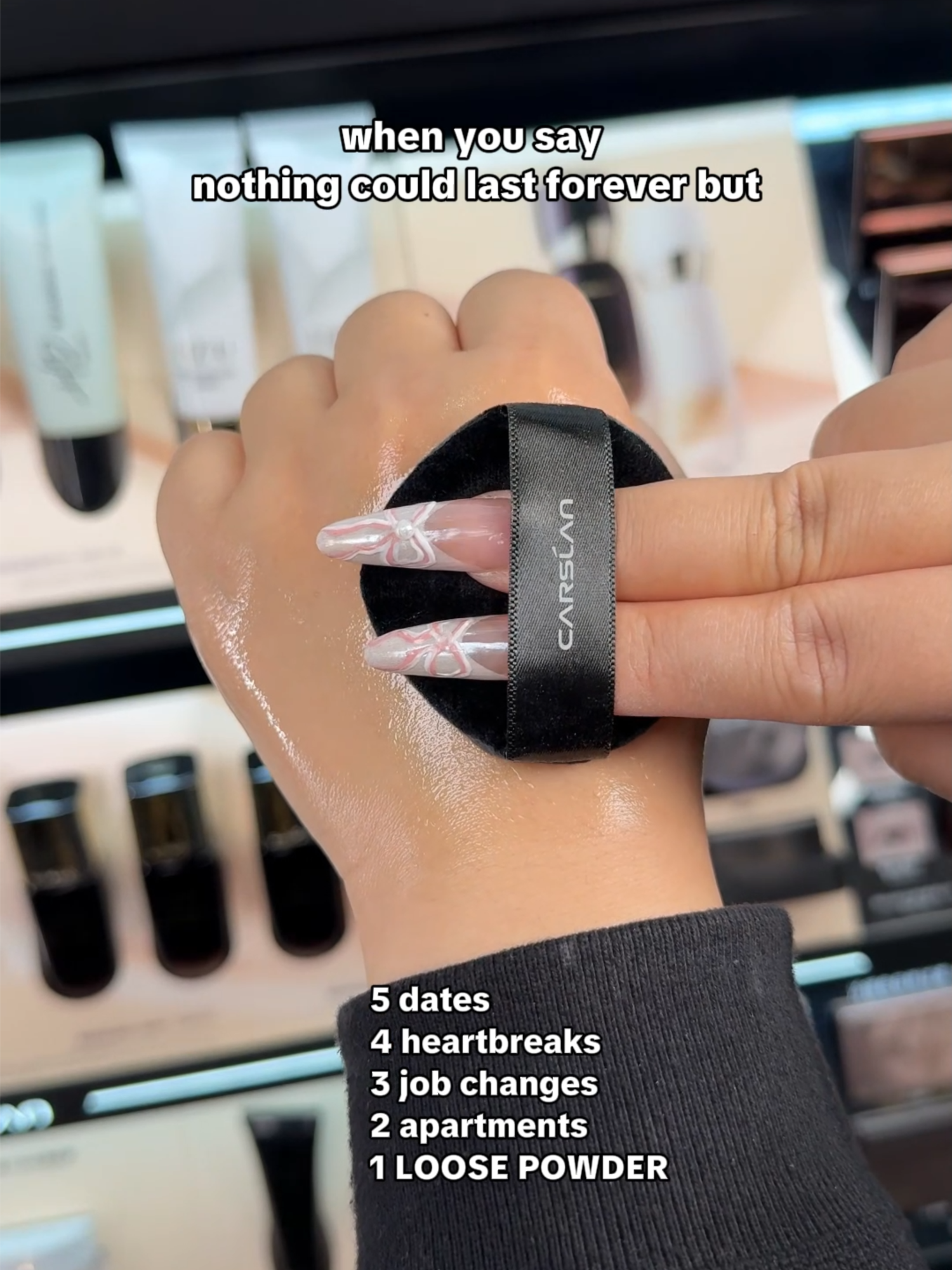 Nothing lasts forever... but my CARSLAN SETTING POWDER stays strong ALL DAY! 💥 Say goodbye to oily midday shine!  #CARSLAN #TikTokShopRestock #loosepowder ##longlasting #oilcontrol #oilyskinmakeup #settingpowder #makeup #fyp