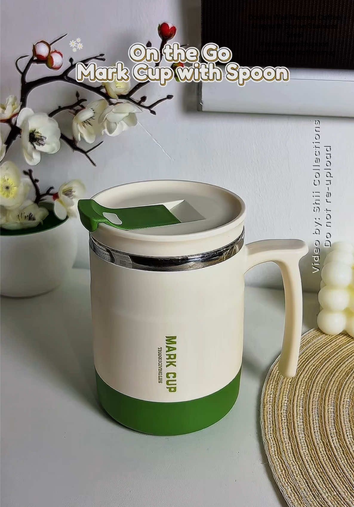 Double Wall Thermal Coffee Mug with Spoon Stainless Steel  #markcupwithspoon #coffeemug #officemug #doublewallthermalcoffeemug 