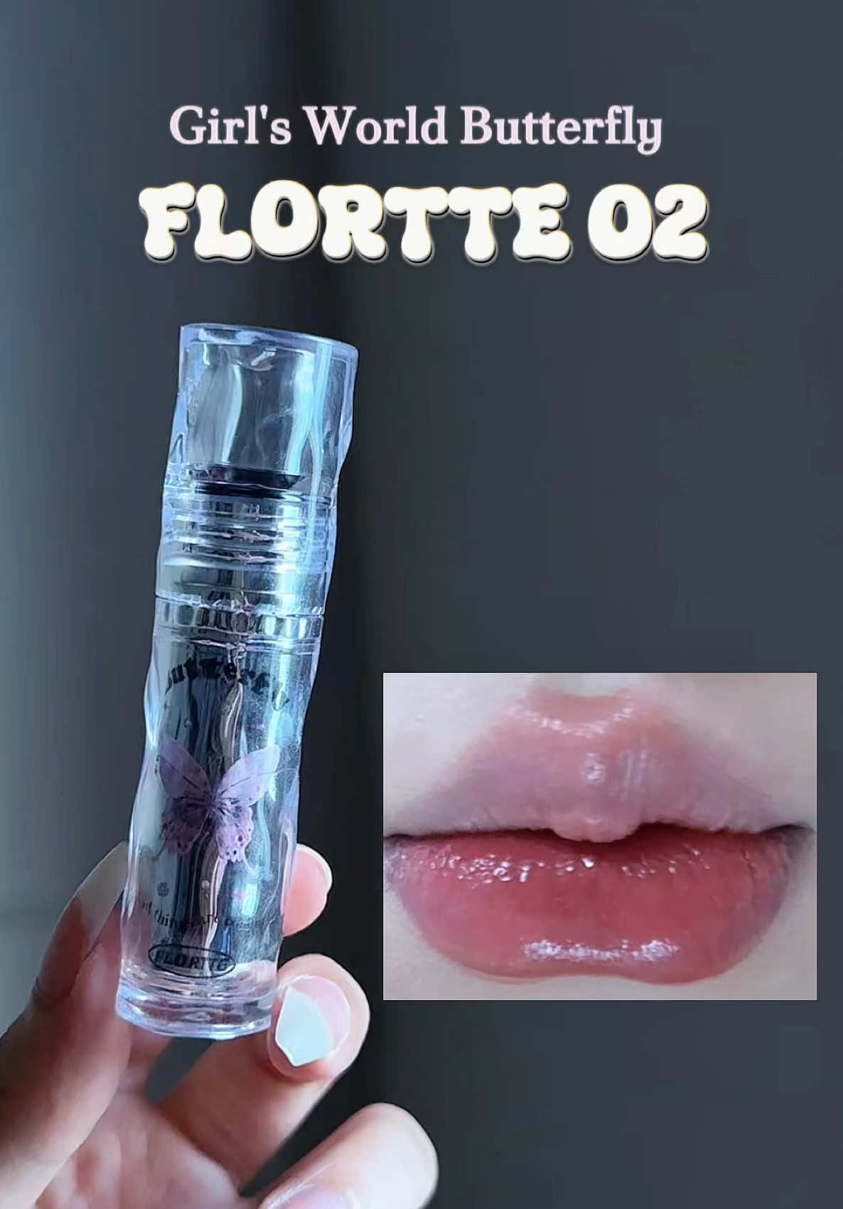 Son bóng FLORTTE Butterfly 02 - Hồng xám khoai môn 🦋 #fyp #goclamdep #reviewson #swatchson #reviewlamdep #lolimeo
