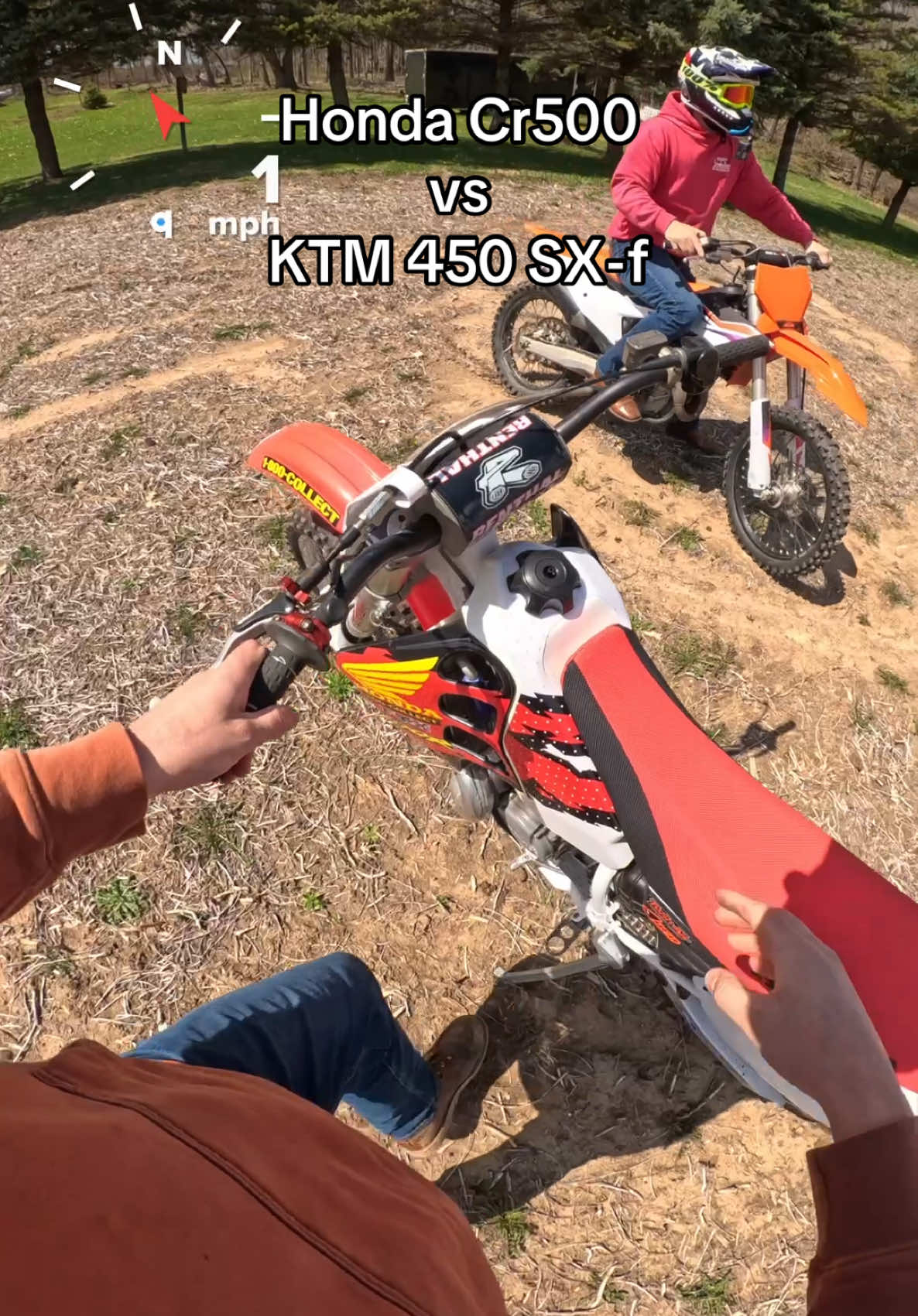 1999 Honda cr500 vs 2024 KTM 450 sxf, let’s hear the excuses now 😂😂 new 450 four stroke is officially faster than old 500 two stroke #honda #cr500 #ktm #450sxf #twostroke #fourstroke #dirtbike #race 