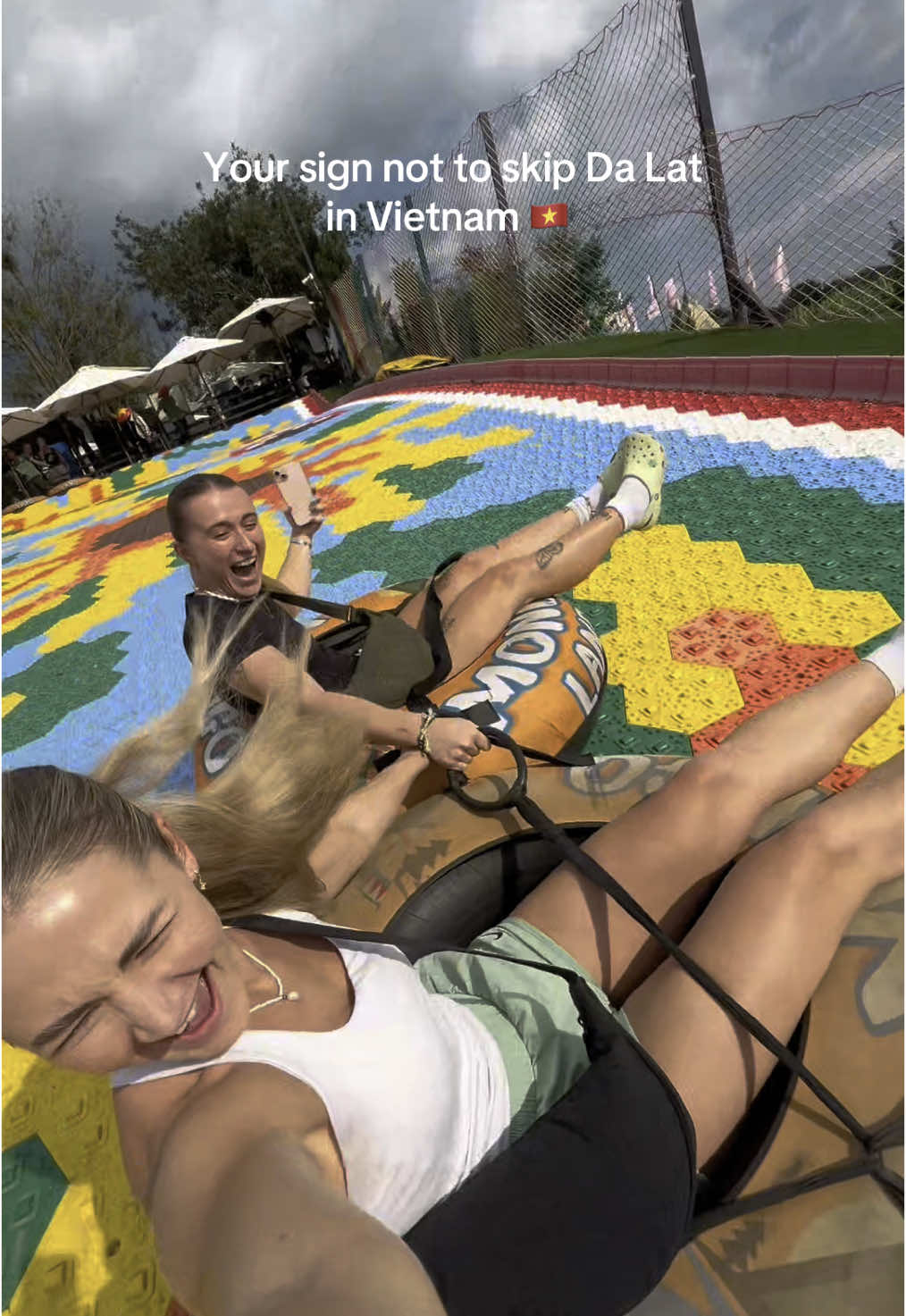 Channelling our inner child today. So good we did it twice 😂  @Beth Yeandle 🐠  📍Rainbow slide at Mongo Land, Da Lat 🌈 #CapCut #vietnam #dalat #rainbowslide #travel #tranding #traveltiktok #fyp 