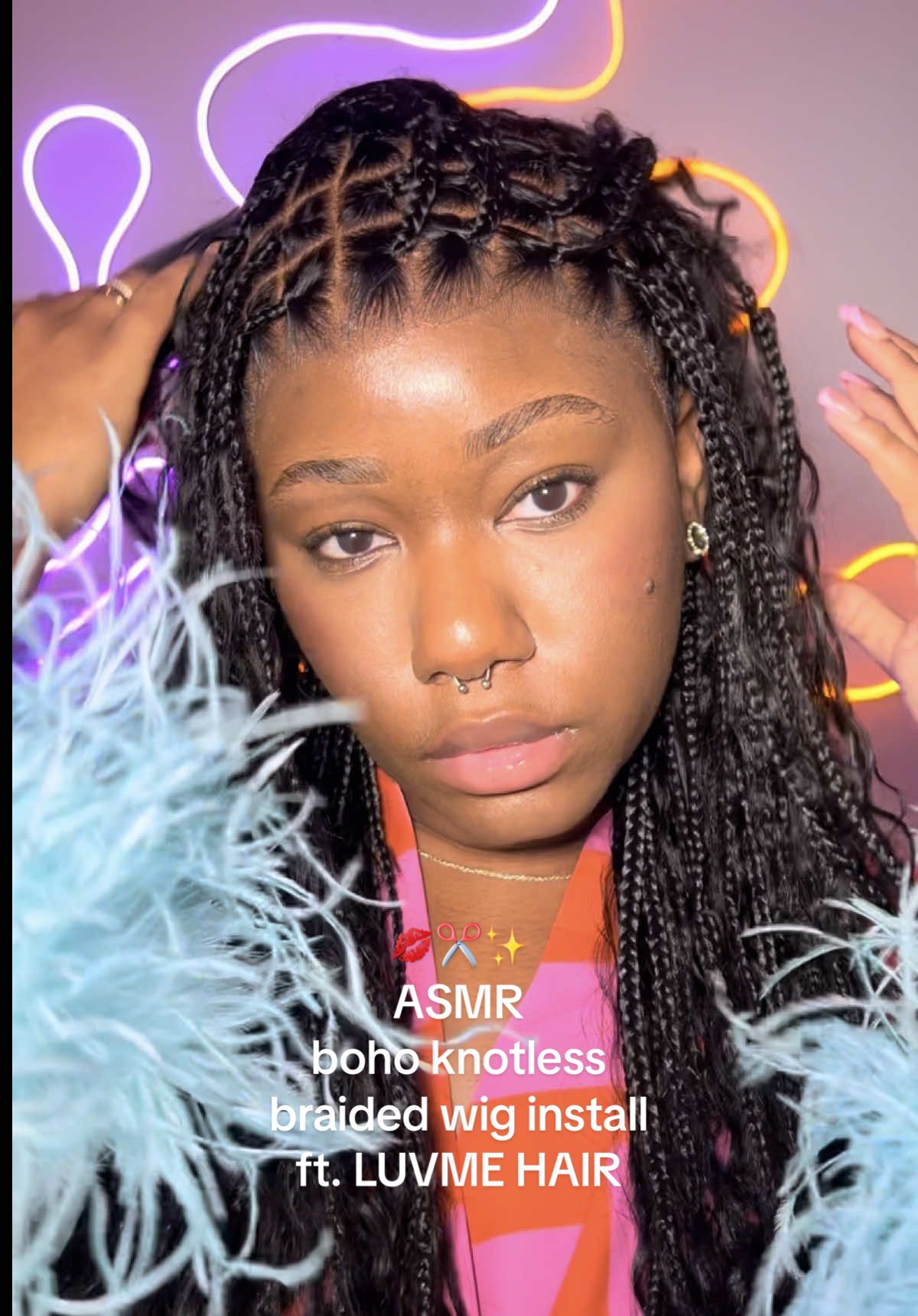 The best braided wig I’ve ever seen 🫢💖 I wish it had baby hairs though! And I do have it sitting a little low on my forehead because my hairline is low on the sides and I obviously wasn’t able to customize this wig - but it looks so natural on the regular hairline girlies! 😂 Same wig 🔗’d in my b!0 and use code: ‘mom30’ to get 30% off all your purchases! 🤑✨ WIG DETAILS 📌 from: @Luvmehair  construction: full HD lace braided wig length: 26” density: 150% #braidedwig #bohobraids #bohoknotlessbraids #knotlessbraidswig #bohobraidswig #asmrwiginstall #asmrwigtok 
