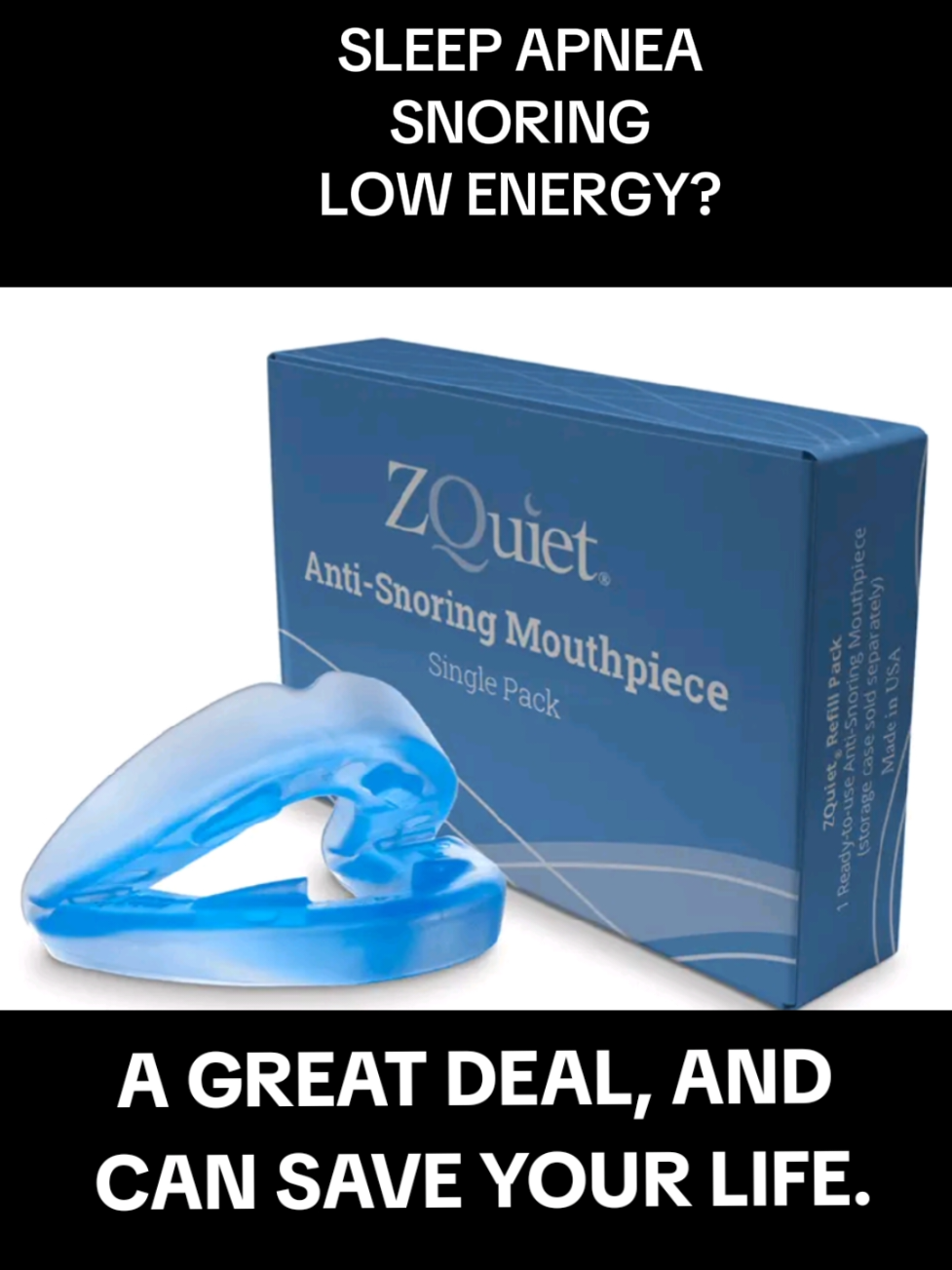 Feel great, sleep great, with the ZQuiet, anti-snoring mouthpiece  #antisnoring #mouthpiece #zquiet #sleephack #sleepapnea #snoringhusband 