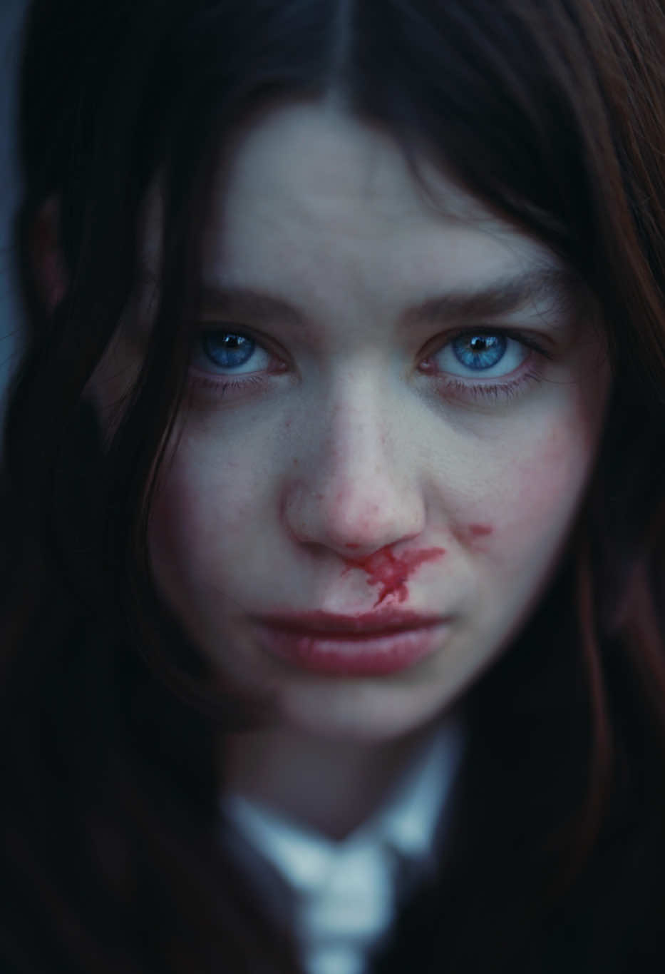 Wanted to shoot something that would feel like scenes from a movie or idk. Also, nosebleeds look cool. Change my mind. . Model: @Leeda🫐  . . #cinematography #vfx #videoediting #fyp 